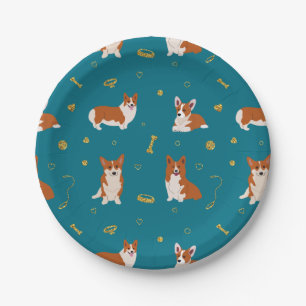 Pembroke Welsh Corgi Pattern  Paper Plate