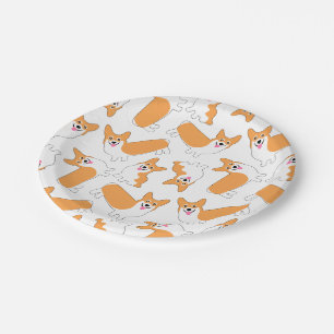 Pembroke Welsh Corgi Pattern Paper Plate