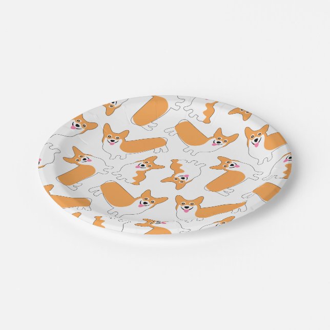Pembroke Welsh Corgi Pattern Paper Plate (Angled)