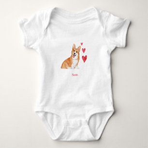 Pembroke Welsh Corgi  Personalised Dog Baby Bodysuit