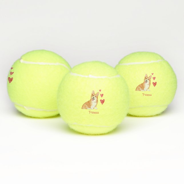 Pembroke Welsh Corgi Personalised Dog Tennis Balls (Multi)