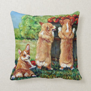 Pembroke Welsh Corgi Pillow Apple Gang