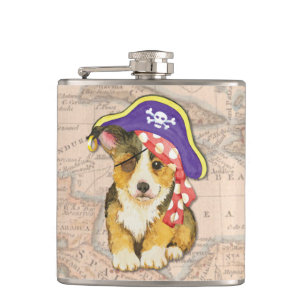 Pembroke Welsh Corgi Pirate Hip Flask