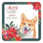 Pembroke Welsh Corgi Poinsettia Bouquet Christmas 