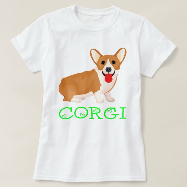 Pembroke Welsh Corgi Puppy Dog Cartoon T-Shirt (Design Front)