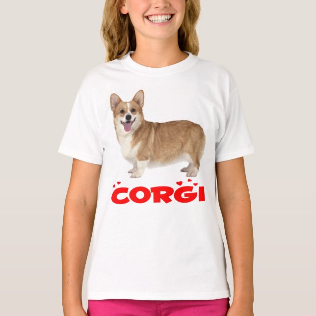 Pembroke Welsh Corgi Puppy Dog Red Love Girls T-Shirt (Front)