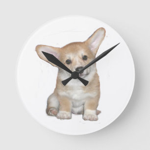 Pembroke Welsh Corgi Puppy Round Clock