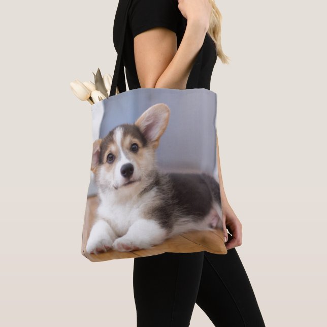 Pembroke Welsh Corgi Puppy Tote Bag (Close Up)