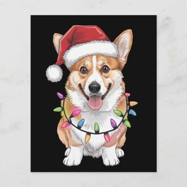 Pembroke Welsh Corgi Santa Christmas Tree Lights  Flyer (Front)