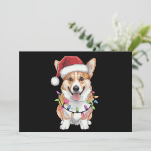 Pembroke Welsh Corgi Santa Christmas Tree Lights  Holiday Card