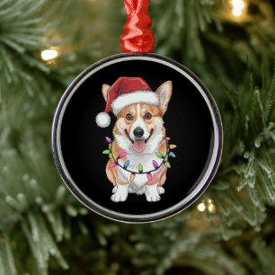 Pembroke Welsh Corgi Santa Christmas Tree Lights  Metal Tree Decoration