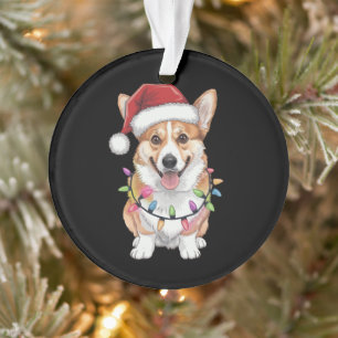 Pembroke Welsh Corgi Santa Christmas Tree Lights  Ornament
