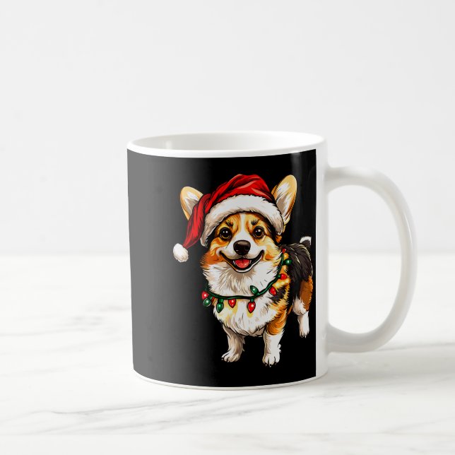 Pembroke Welsh Corgi Santa Christmas Tree Lights X Coffee Mug (Right)