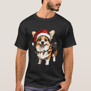 Pembroke Welsh Corgi Santa Christmas Tree Lights X T-Shirt