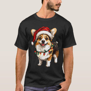 Pembroke Welsh Corgi Santa Christmas Tree Lights X T-Shirt
