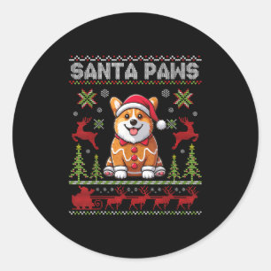 Pembroke Welsh Corgi Santa Paws Merry Christmas Ug Classic Round Sticker