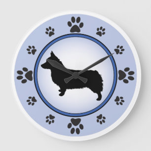 Pembroke Welsh Corgi Silhouette Large Clock