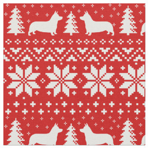 Pembroke Welsh Corgi Silhouettes Christmas Pattern Fabric