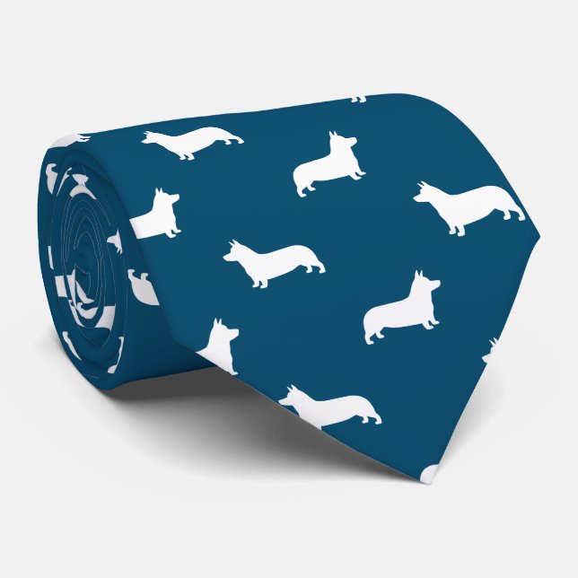 Pembroke Welsh Corgi Silhouettes Pattern Tie (Rolled)