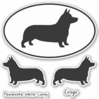 Pembroke Welsh Corgi Silhouettes Vinyl Sticker Set