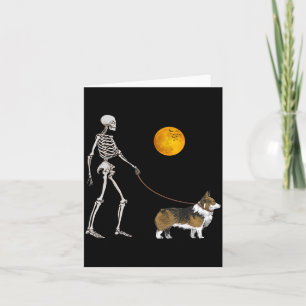 Pembroke Welsh Corgi Skeleton Dog Walking Card