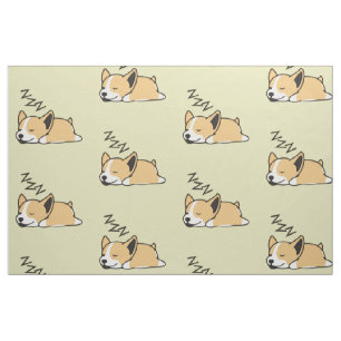 Pembroke Welsh Corgi Sleeping Dog Lover ZZZ Fabric