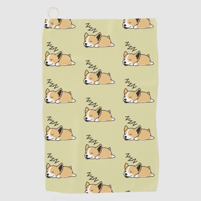 Pembroke Welsh Corgi Sleeping Dog Lover ZZZ Pet Golf Towel (Front)