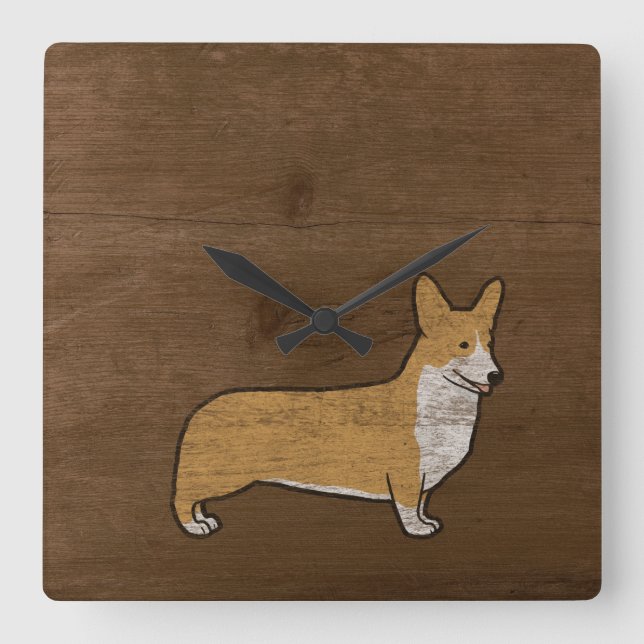 Pembroke Welsh Corgi Square Wall Clock (Front)