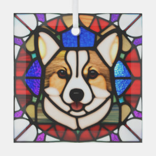Pembroke Welsh Corgi "Stained Glass"  Glass Tree Decoration