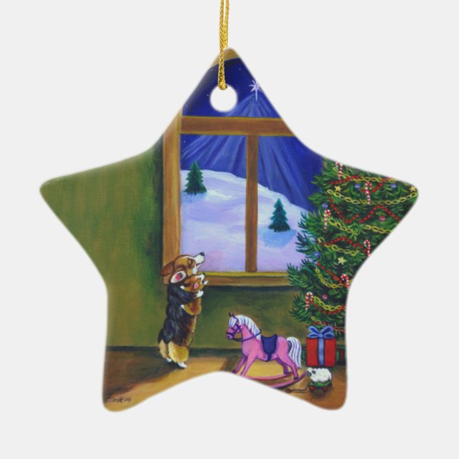 Pembroke Welsh Corgi Star Ornament (Front)