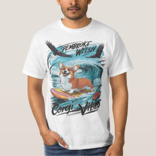 Pembroke Welsh Corgi Surfing The Wave Rider T-Shirt