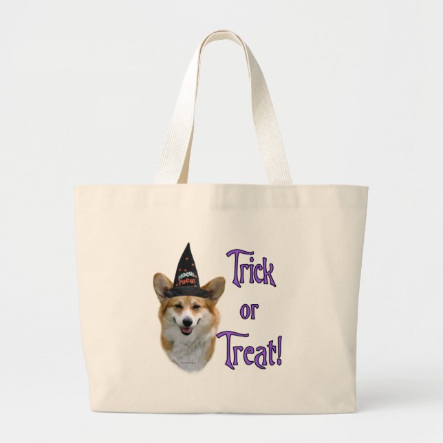 Pembroke Welsh Corgi Trick Large Tote Bag (Front)