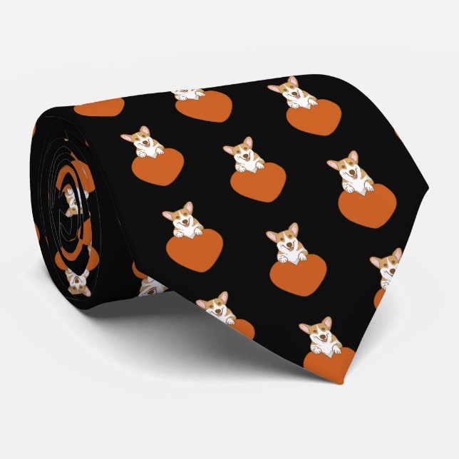 Pembroke Welsh Corgi  Valentine Tie (Rolled)