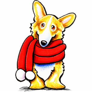 Pembroke Welsh Corgi Winter Scarf Photo Sculpture Magnet