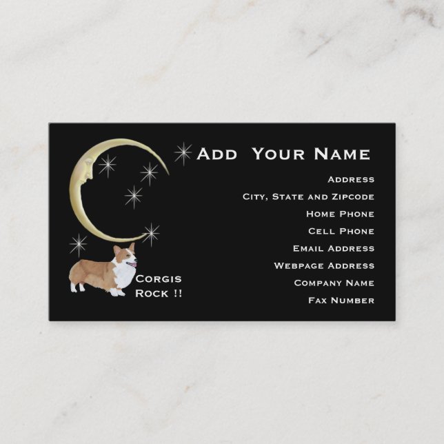 Pembroke Welsh Corgi with Moon and Stars Business Card (Front)