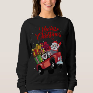 Pembroke Welsh Corgi With Santa Claus In Red Truck Sweatshirt