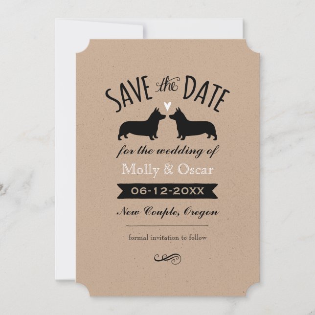 Pembroke Welsh Corgis Wedding Save the Date (Front)
