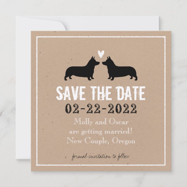Pembroke Welsh Corgis Wedding Save the Date (Front)
