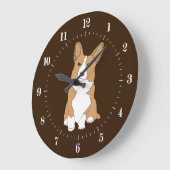 Pembroke Welsh Red and White Corgi Dog Large Clock (Angle)