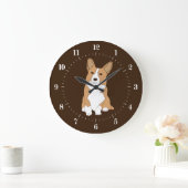 Pembroke Welsh Red and White Corgi Dog Large Clock (Home)