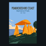 Pembrokeshire Coast National Park Pentre Ifan  Poster<br><div class="desc">Pembrokeshire Coast vector artwork design. The park is an intricate ribbon of weather-worn cliffs,  beaches and secret coves,  with rock pools.</div>