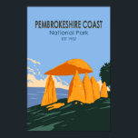 Pembrokeshire Coast National Park Pentre Ifan  Poster<br><div class="desc">Pembrokeshire Coast vector artwork design. The park is an intricate ribbon of weather-worn cliffs,  beaches and secret coves,  with rock pools.</div>