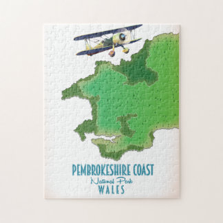 Pembrokeshire coast National Park Wales map Jigsaw Puzzle