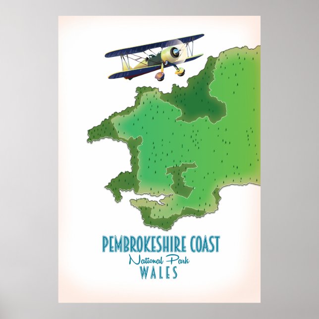 Pembrokeshire coast National Park Wales map Poster (Front)