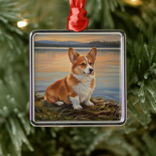 Pembrook Welsh Corgi Metal Tree Decoration