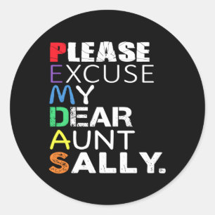 Pemdas Math Please Excuse My Dear Aunt Sally Classic Round Sticker