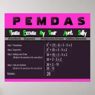 PEMDAS Order of Operations Math Poster