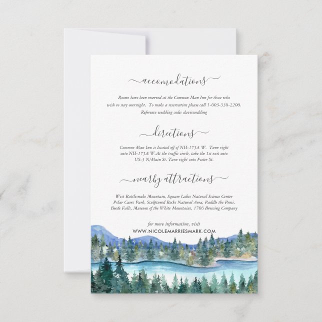 Pemi River Wedding Guest Information Announcement (Front)
