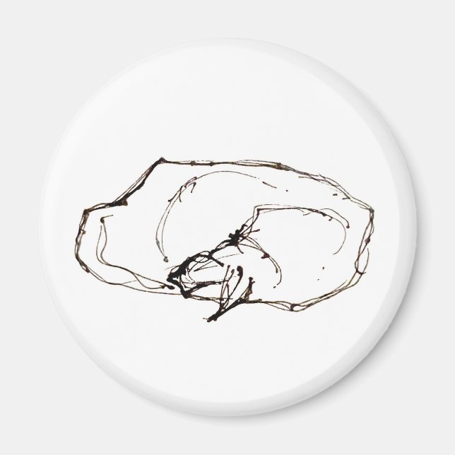 Pen and Ink Art Sleeping Cat Drawing Magnet (Front)