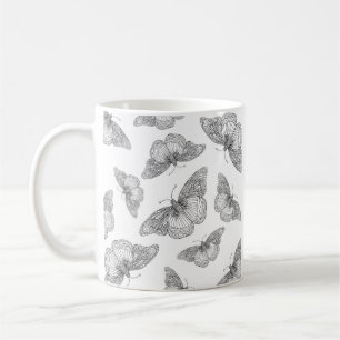 Pen and Ink Butterfly Pattern  Coffee Mug